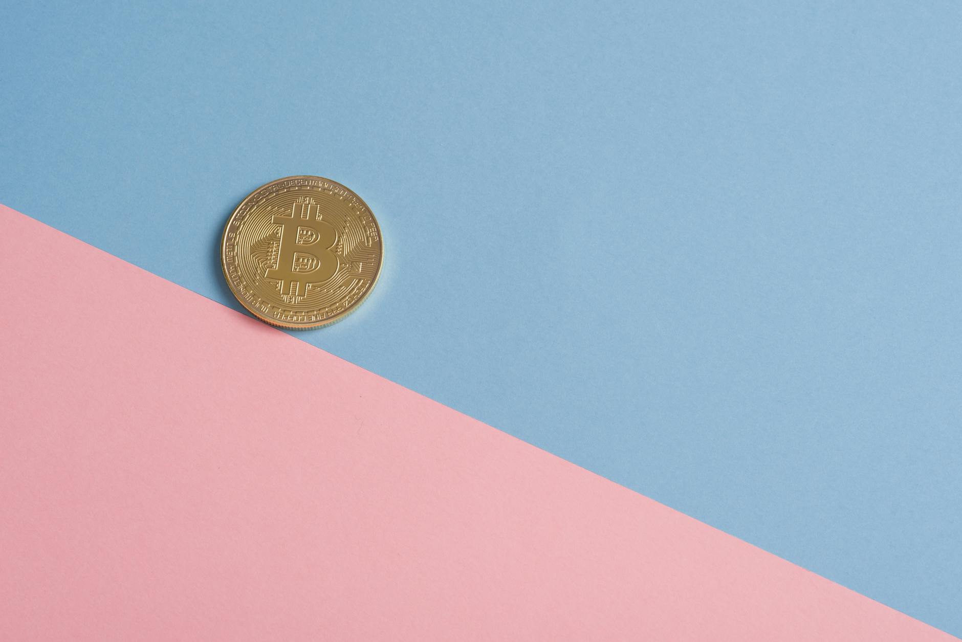 Gold Bitcoin coin representing blockchain technology in online gambling