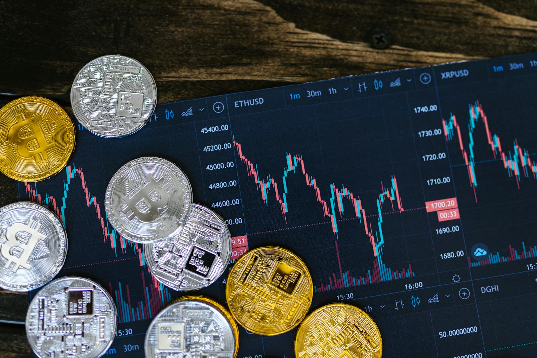 Gold and sweep coins on a digital chart - sweepstakes casino coins